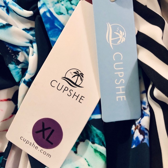 Cupshe Floral Stripe Halter One Piece Swimsuit - Picture 3 of 10